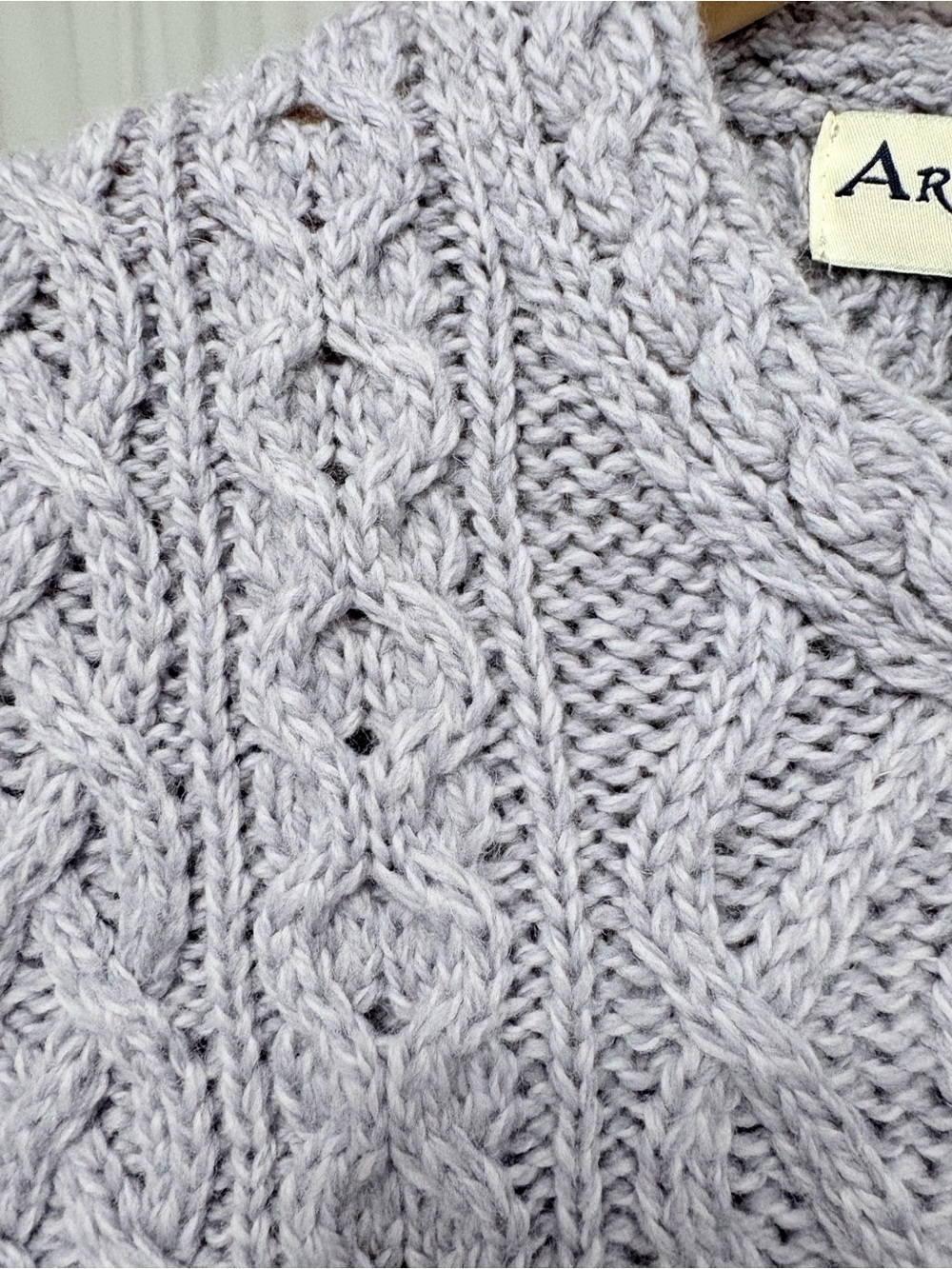 Aran Mor Gray Cable-Knit Irish Crewneck Fisherman 100% Merino Wool Sweater Sz M - Picture 7 of 10